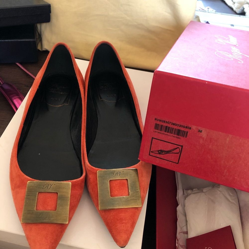 Roger vivier orange flats, with original box